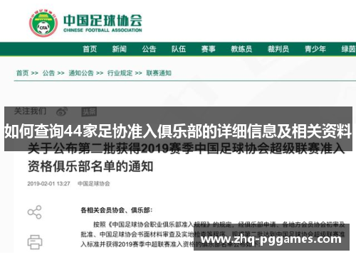 如何查询44家足协准入俱乐部的详细信息及相关资料 如何查询44家足协准入俱乐部的详细信息及相关资料