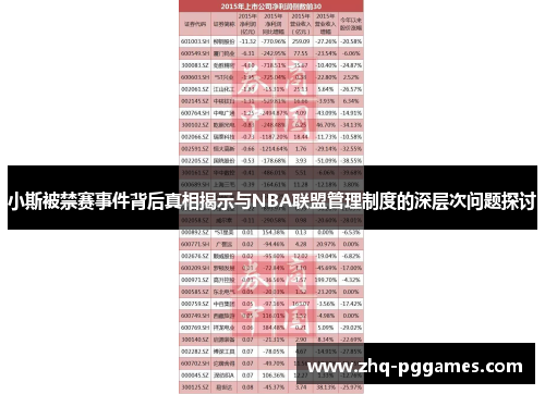 小斯被禁赛事件背后真相揭示与NBA联盟管理制度的深层次问题探讨 小斯被禁赛事件背后真相揭示与NBA联盟管理制度的深层次问题探讨