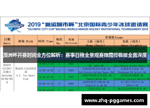 澳洲杯开赛时间全方位解析：赛事日程全景观赛指南终极版全面深度
